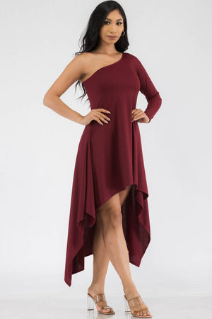HH597R-SOL - One Shoulder High Low Maxi Dress