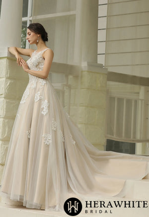 Illusion Halter Neckline Ball Gown Wedding Dress