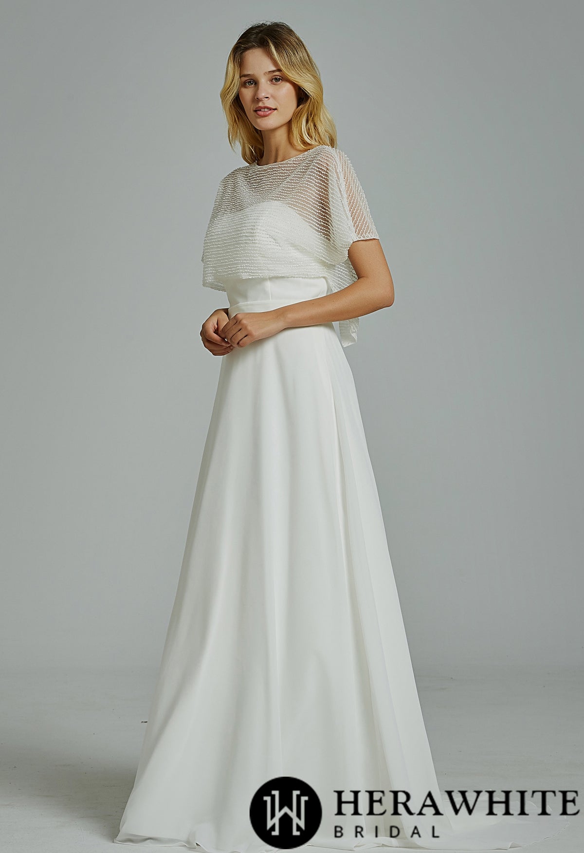 Chic Strapless A-Line Wedding Dress With Beading Seperate Jacket