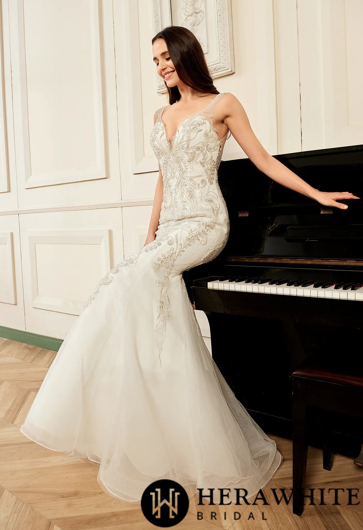 Mermaid Embroidered Heavy Beaded Wedding Dress