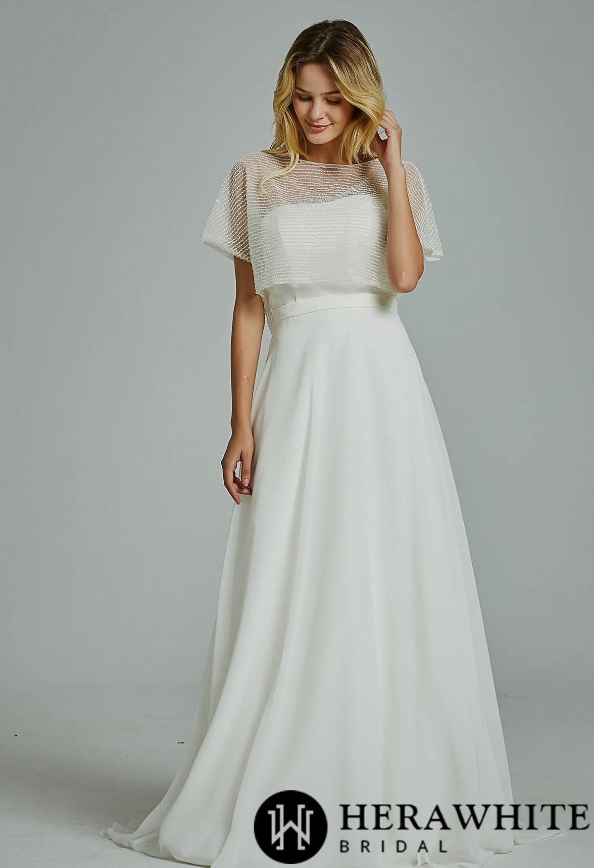 Chic Strapless A-Line Wedding Dress With Beading Seperate Jacket