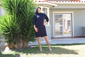 Warm Knit Fabric Midi Dress Naomi / Sizes L to 6XL: 2XL / Grey