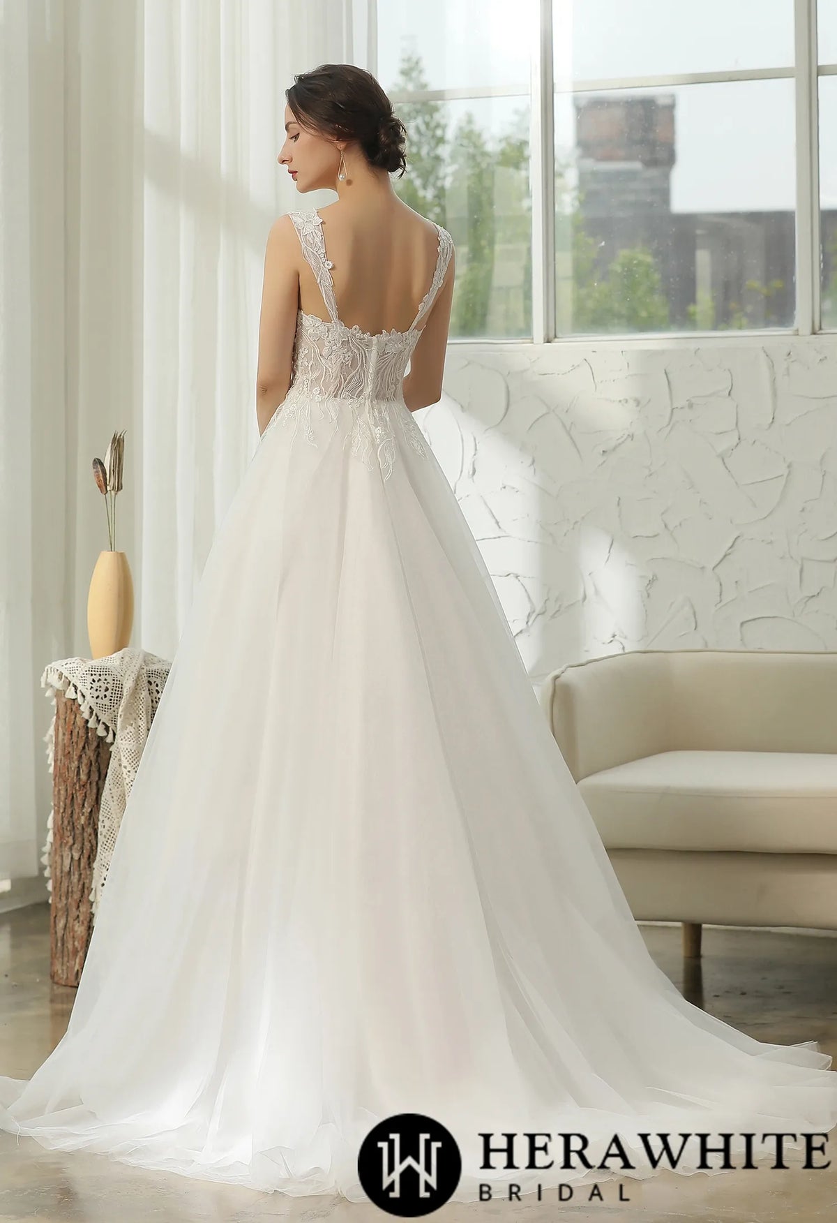 Cap Sleeve Wedding Dress With Glittery AppliquÃ©s