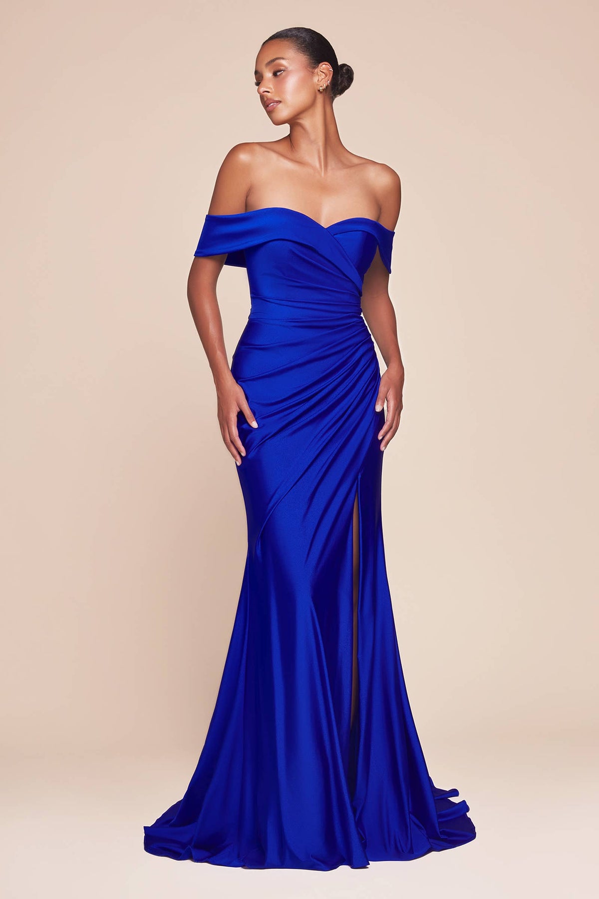 OFF THE SHOULDER STRETCH SPANDEX DRESS
