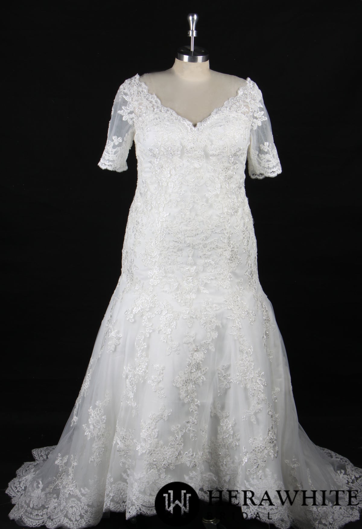 Plus Size Sheath With Delicate Lace Motifs Wedding Dress