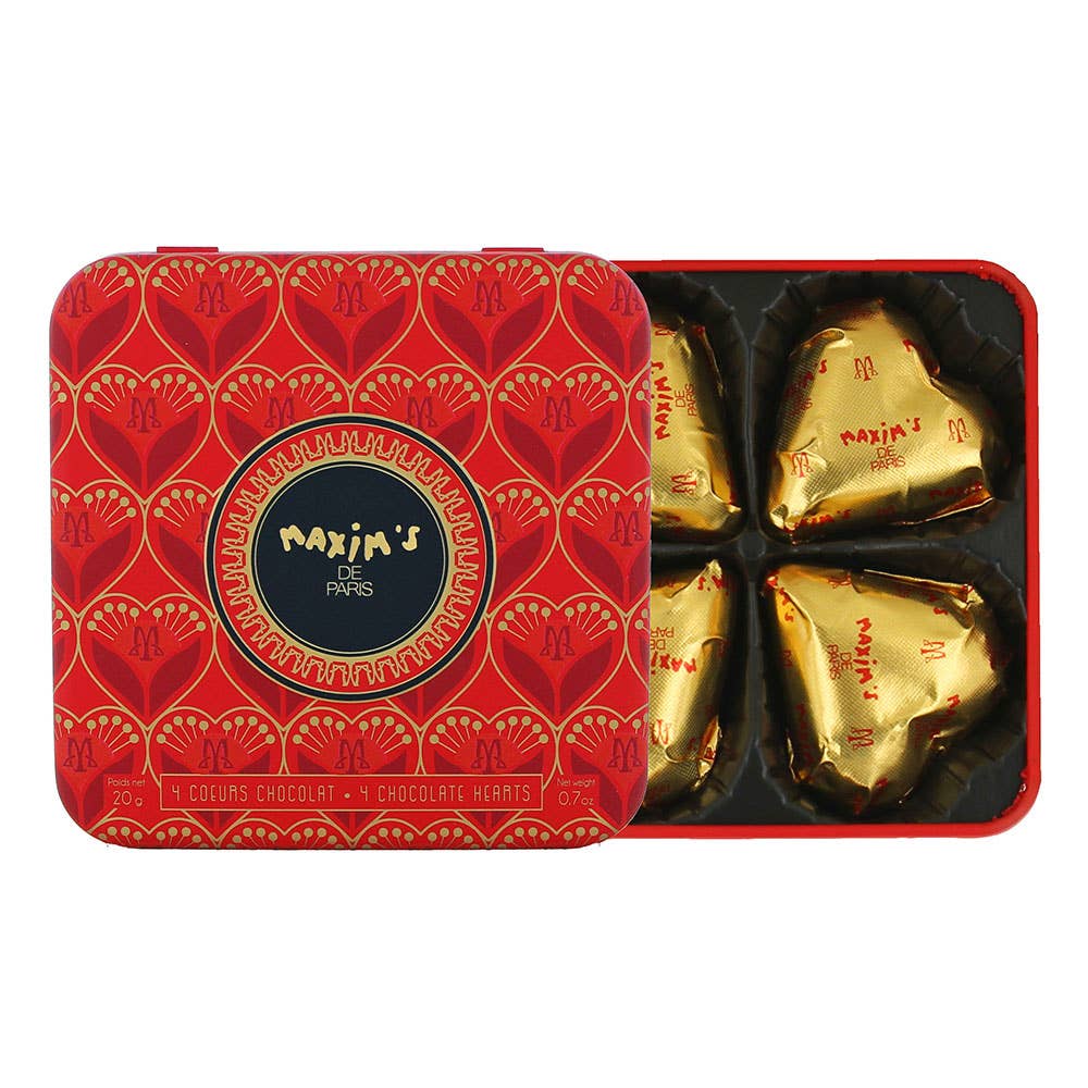 Display 24 metal boxes with 4 chocolate hearts