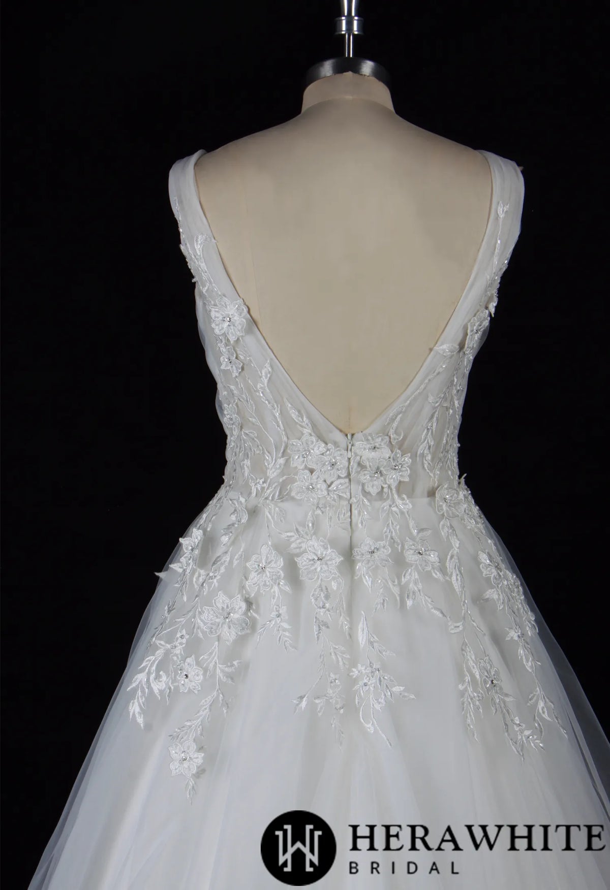 Romantic Beaded Floral Lace Wedding Dress