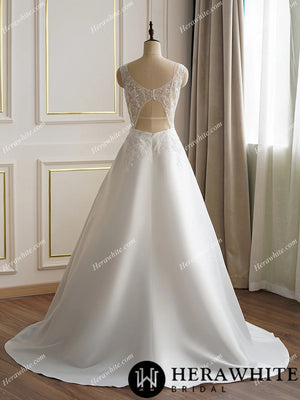 Elegant Key Hole Back Mikado Wedding Gown