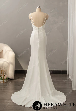 Classic Crepe Fit and Flare with Square Neckline  Wedding Dress