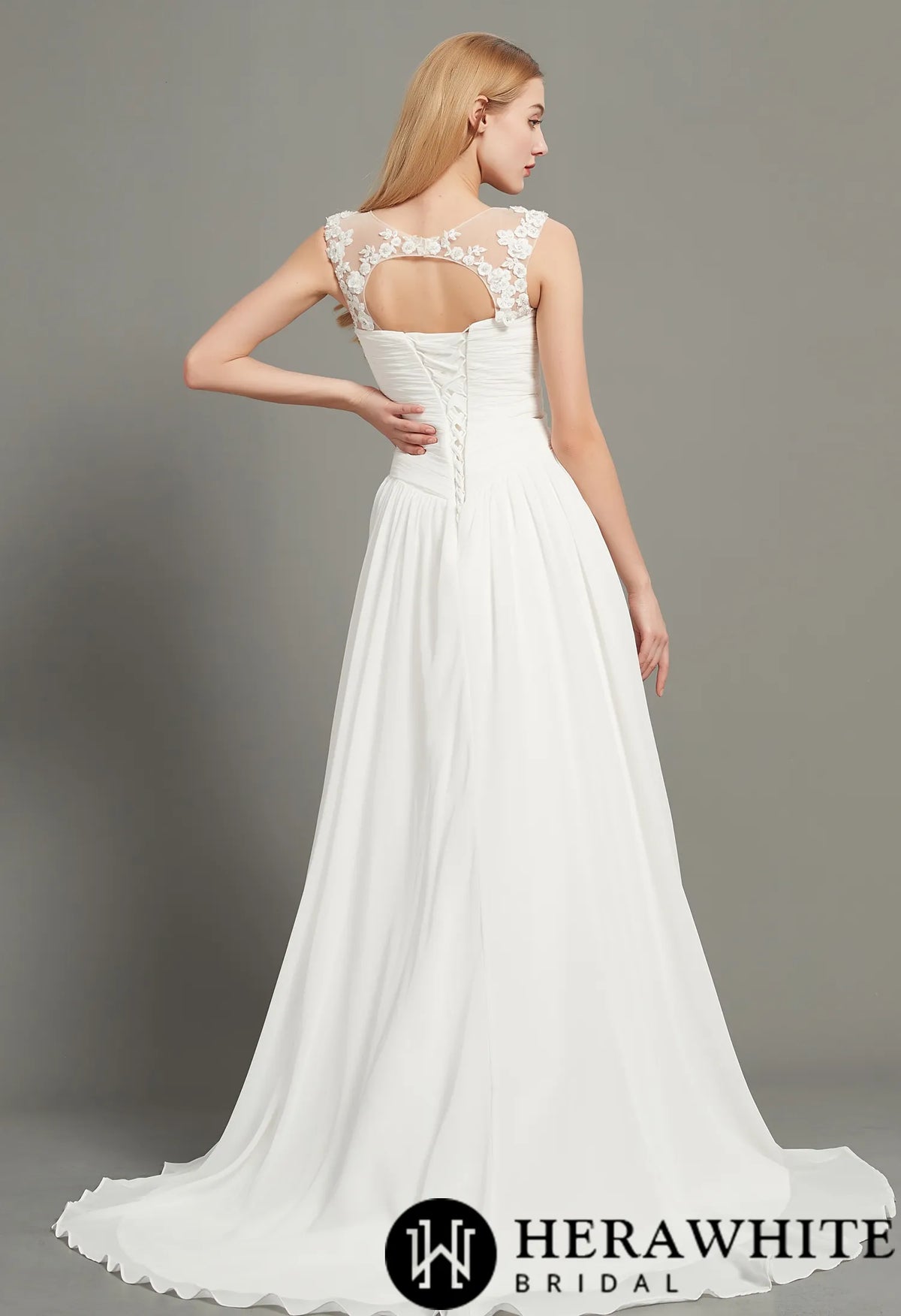 Illusion Bateau Neck A-Line Wedding Dress