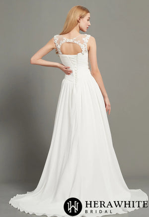Illusion Bateau Neck A-Line Wedding Dress