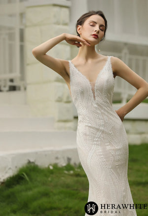 Slim and Sexy  Wedding Gown With Illusion Back