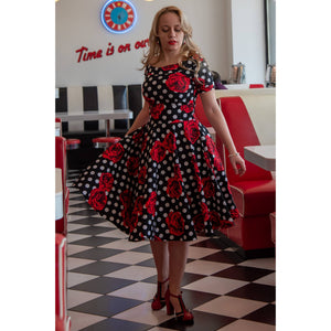 Darlene Polka & Roses Swing Dress