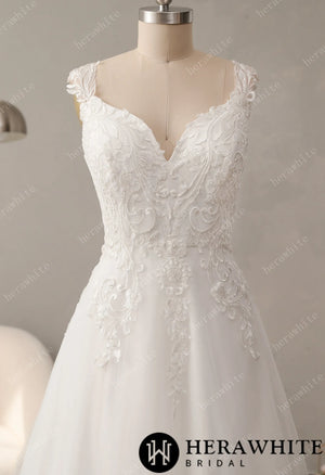Timeless Lace Wedding Dress with V-neckline