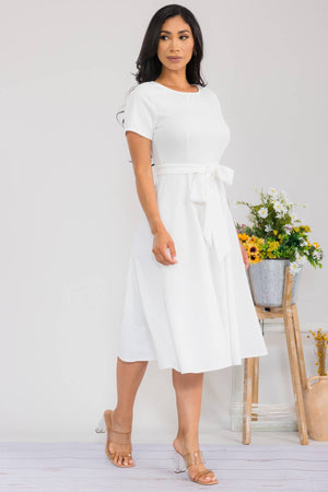HH726R-SLCAP - Self Tie Cap Sleeve Dress