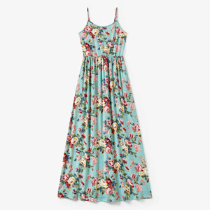 Mommy and Me Floral Elastic Waist Strap Maxi Dress