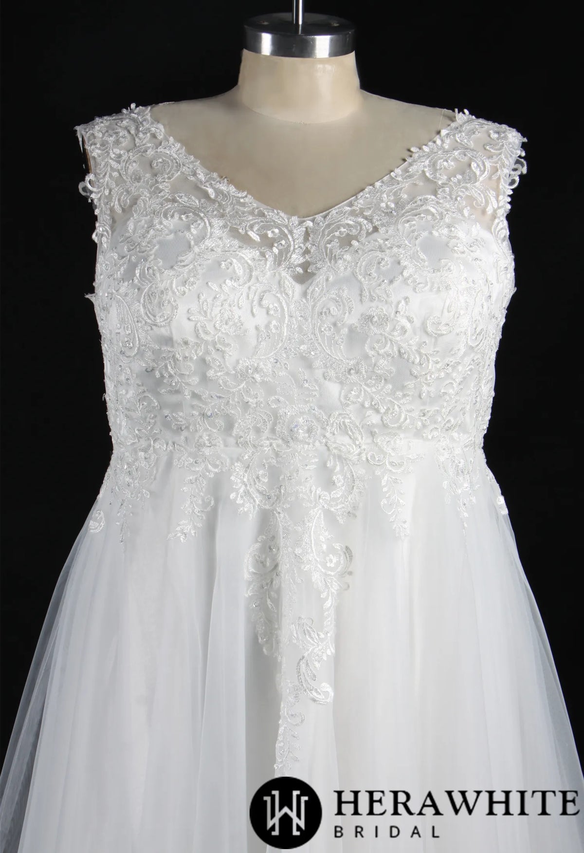 Plus Size Corset Beaded Lace On Tulle Bridal Gown