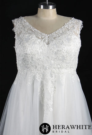 Plus Size Corset Beaded Lace On Tulle Bridal Gown