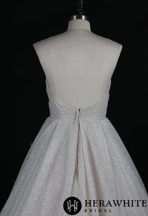 Glitter Strapless Sweetheart Pleated Wedding Ballgown