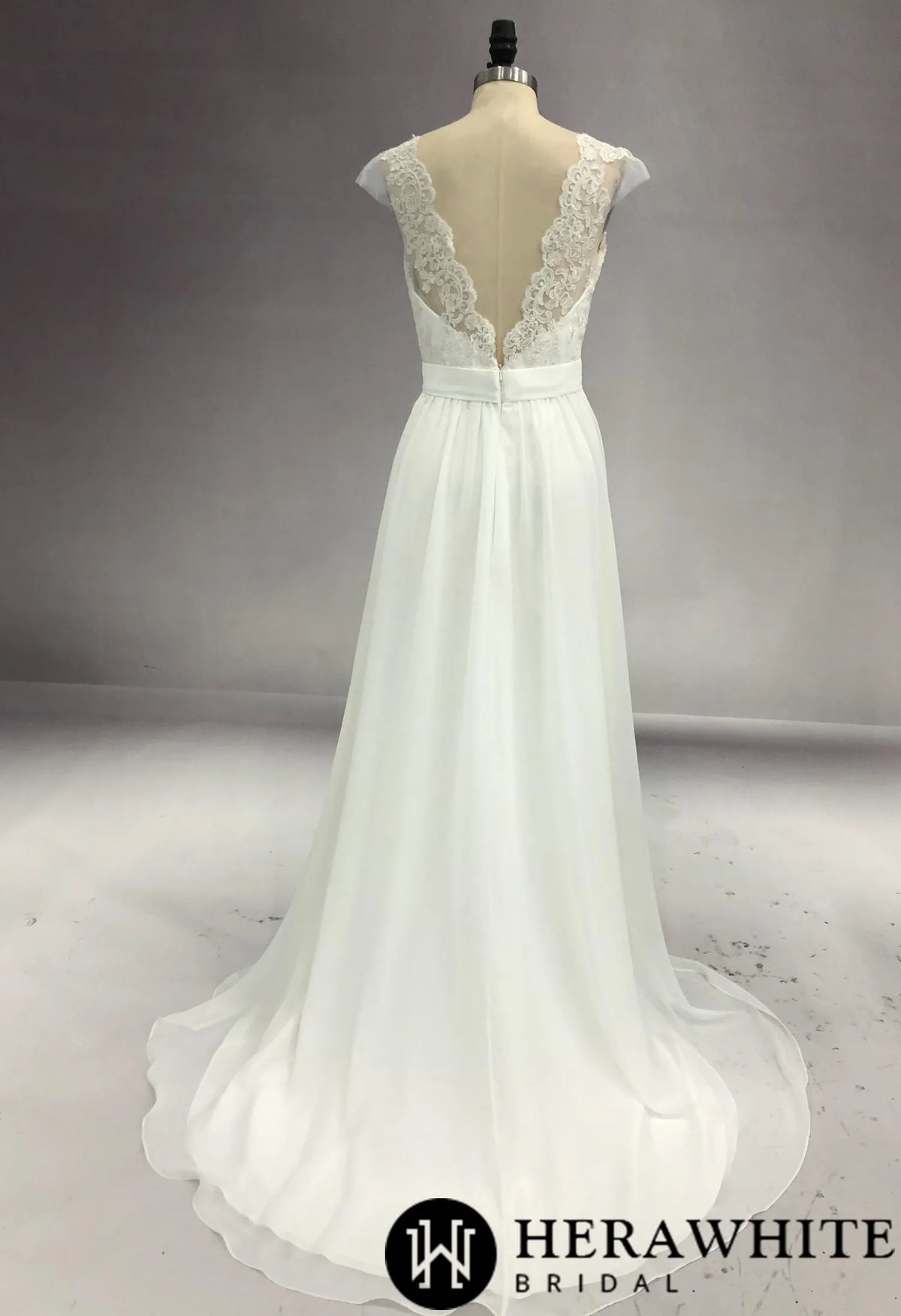 Soft Cap Sleeve Lace A-Line Wedding Dress