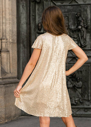 Kid's Chele Dress in Champagne
