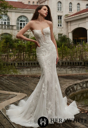 Beaded Sequins Lace And Detachable Overskirt Wedding Dress