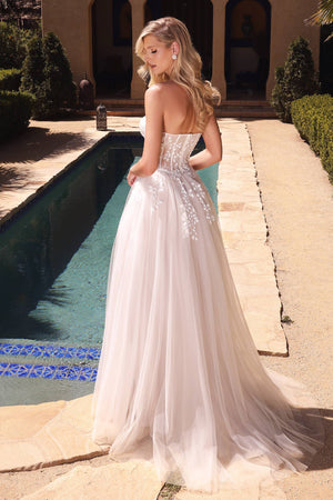 STRAPLESS CORSET BODICE A-LINE BRIDAL GOWN