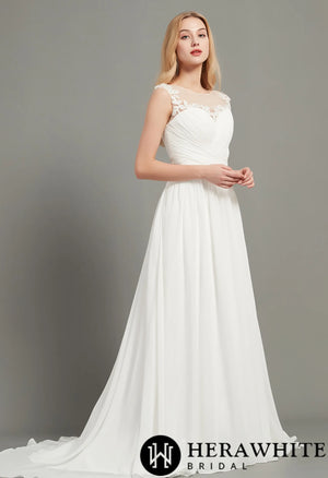 Illusion Bateau Neck A-Line Wedding Dress