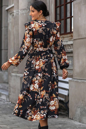 FASHION V NECK PRINTED DRESS_CWDMD0830