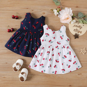 Baby / Toddler Girl Sweet Cherry Backless Sleeveless Dress