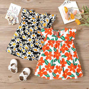 Baby All Over Floral Print Flutter-sleeve Dress