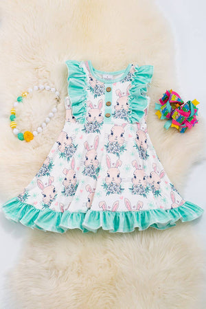 MINT EASTER BUNNY DRESS W/ RUFFLE HEM. DRG20134004 SOL: 2XL