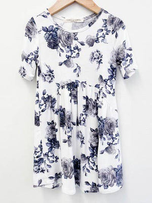 Kids floral dress: 10-12 / PEACH/RED
