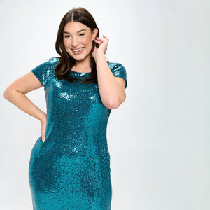 P9019_CAP SLEEVE BOAT NECK SEQUINS