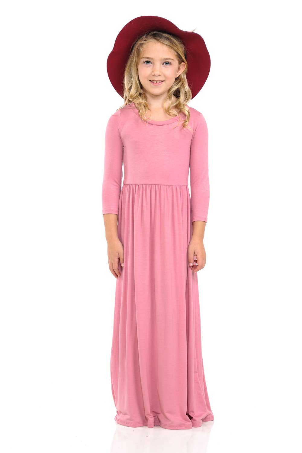 Fit and Flare Maxi Dress Solid: L / MAUVE