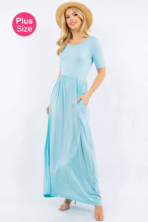PLUS SIZE MODEST MAXI DRESS WITH POCKETS -CD23411T-PL